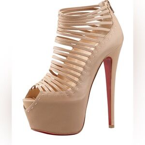 Christian Louboutin Nude Strappy Heels